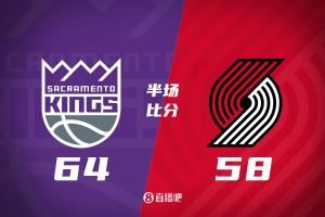  杨瀚森2中0得2分2板1帽 两队合计33次犯规 开拓者半场落后国王6分